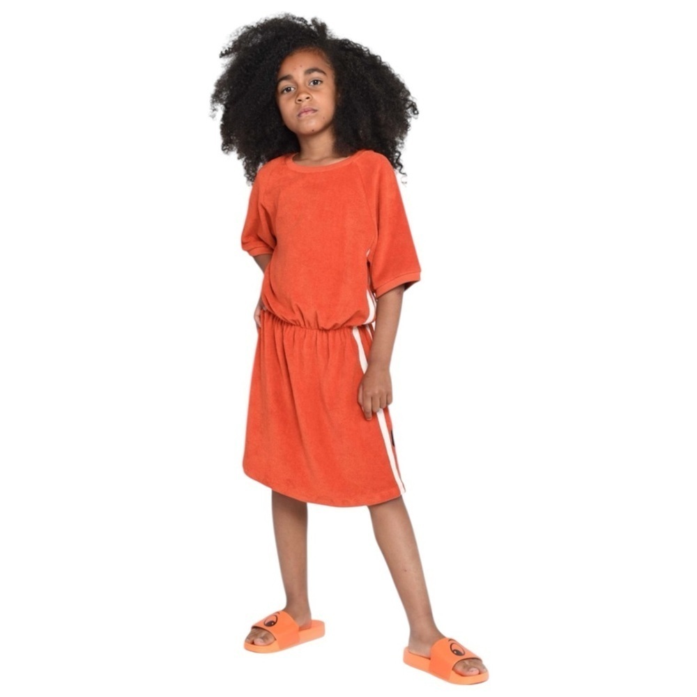 Loud Apparel Pumpkin Orange Raglan Terry Cloth Towelling Dress Girls Size 14